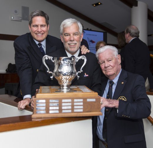 Matt Brooks with StFYC Yachtsman of the Year Trophy with Jim Cascino and RC Keefe