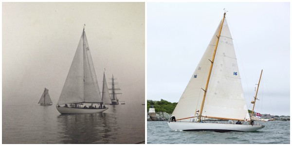 Then and Now: Dorade during the 1933 Fastnet (Credit: Mystic Seaport, Roderick Stephens Collection) and Dorade during the 2015 Transatlantic Race (Credit: Billy Black) 