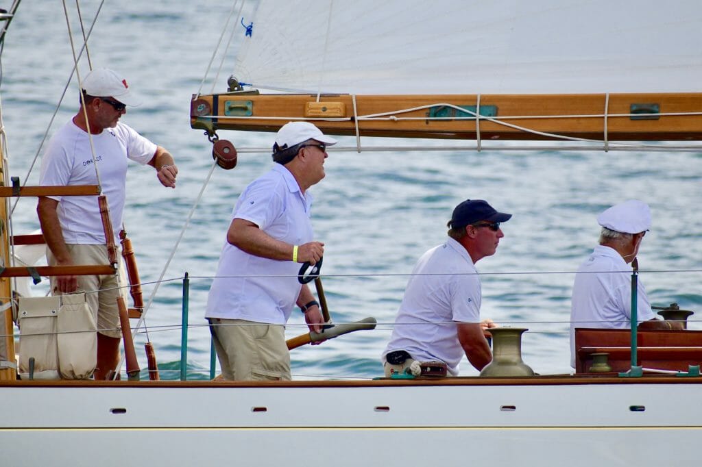 Dorade afterguard prepares for the start at the Opera House Cup